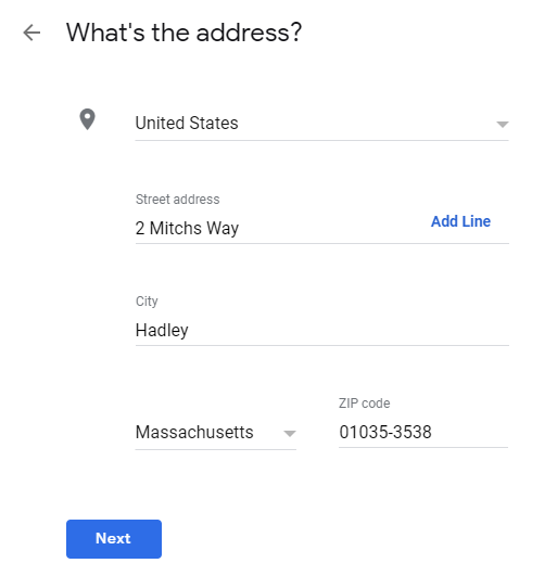 Google My Business address